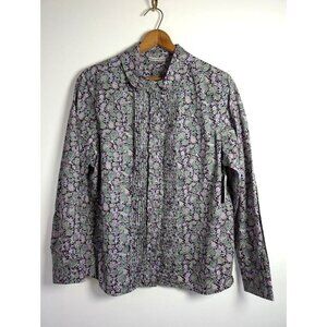 Preswick and Moore Shirt Womens Size 2X Button Floral Ruffle Prairie Cottagecore